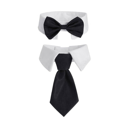 2pcs Pet Bow Tie Collar Dog Cat Suit Dress Accessories Adjustable Neck Strap - S.