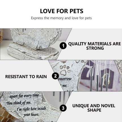 Wind Chime Pet Memorial Headstone Outdoor Garden Decoration for Remembrance.
