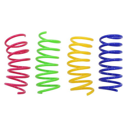 4PCS Cat Spring Toys Colourful Plastic Jumping Toy for Kitten Interactive Play.