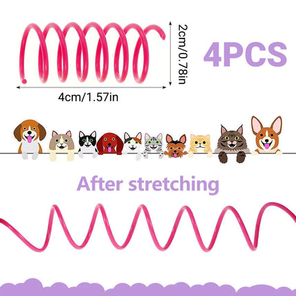 4PCS Cat Spring Toys Colourful Plastic Jumping Toy for Kitten Interactive Play.