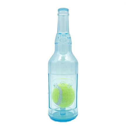 Durable Pet Teething Resistant Tennis Ball Wine Bottle Chew Toy for Dogs Play - Blue-S.