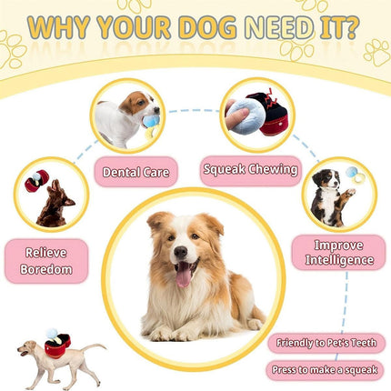 Plush Pet Toy Interactive Ring Box Chew Toy for Dogs and Cats Soft Squeaky Play.