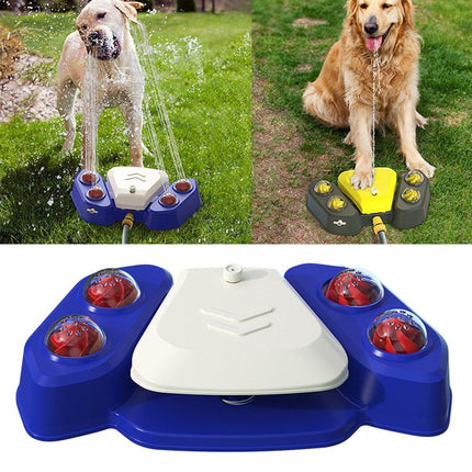 Automatic Water Feeder Dispenser with Bath Spray and Footstep Dog Toys for Pets - Blue.