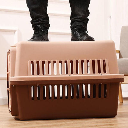 Portable Pet Travel Carrier Crate for Dog Cat Rabbit Ventilated Transport Box - Black.