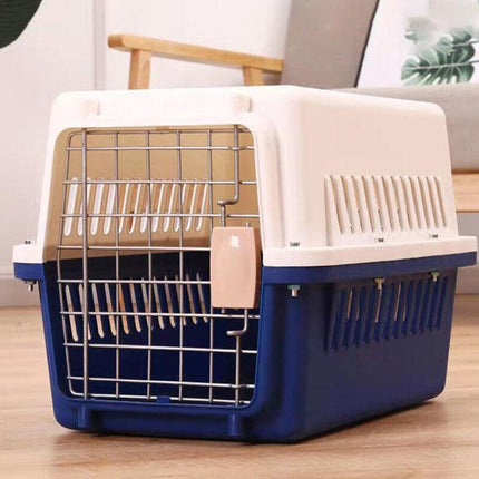 Portable Pet Travel Carrier Crate for Dog Cat Rabbit Ventilated Transport Box - Black.