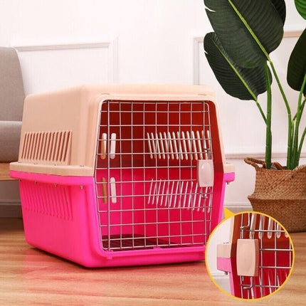 Portable Pet Travel Carrier Crate for Dog Cat Rabbit Ventilated Transport Box - Black.