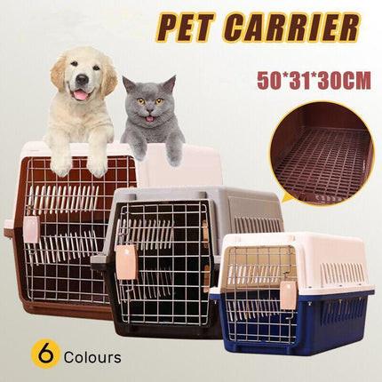 Portable Pet Travel Carrier Crate for Dog Cat Rabbit Ventilated Transport Box - Black.