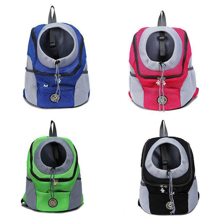 L Size Puppy Travel Mesh Pet Dog Carrier Backpack Front Travel Portable Shoulder Bag - Blue.