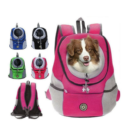 L Size Puppy Travel Mesh Pet Dog Carrier Backpack Front Travel Portable Shoulder Bag - Blue.