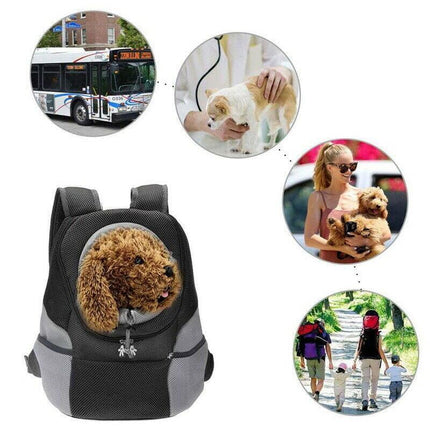 L Size Puppy Travel Mesh Pet Dog Carrier Backpack Front Travel Portable Shoulder Bag - Blue.
