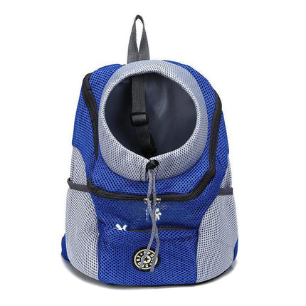 L Size Puppy Travel Mesh Pet Dog Carrier Backpack Front Travel Portable Shoulder Bag - Blue.