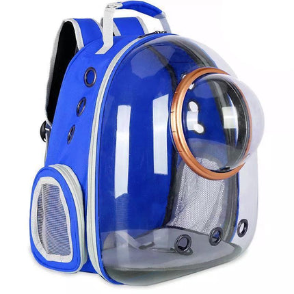Travel Space Capsule Dog Cat Bag Breathable Outdoor Pet Backpack Carrier - Blue.