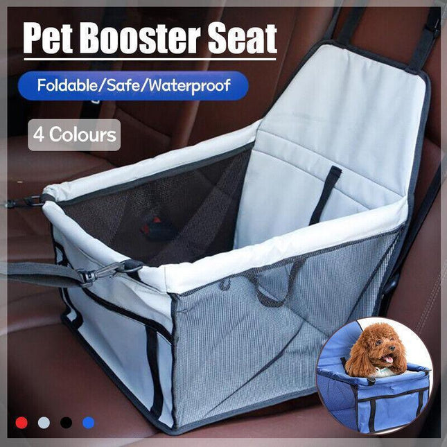 Pet Car Booster Seat Travel Carrier Basket for Cats Dogs with Secure Design - Red.