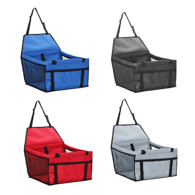 Pet Car Booster Seat Travel Carrier Basket for Cats Dogs with Secure Design - Red.