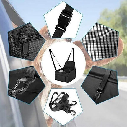 Pet Car Booster Seat Travel Carrier Basket for Cats Dogs with Secure Design - Red.
