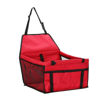 Pet Car Booster Seat Travel Carrier Basket for Cats Dogs with Secure Design - Red.