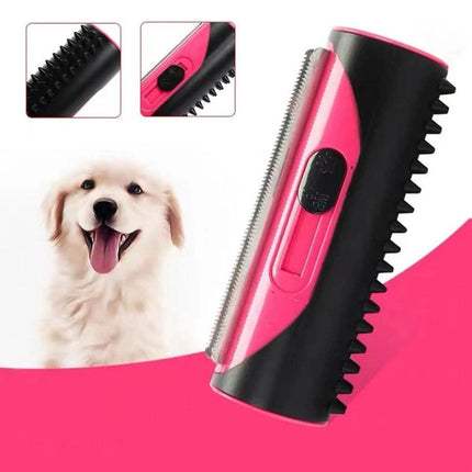 Pet Dog Cat Hair Fur Deshedding Shedding Trimmer Tool Grooming Roll Comb Brush - Red.