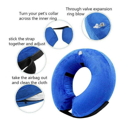 Blue Pet Dog Inflatable Soft Healing Collar Cone Wound Medical Cat Protective Jackets - S (22*23CM).