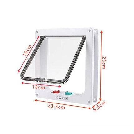 4-Way Safe Lockable Locking Pet Cat Dog Door Brushy Flap Screen L Large Size.