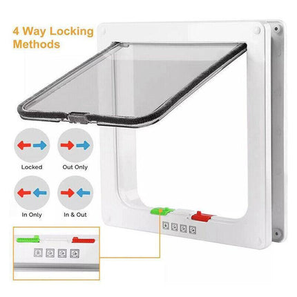 4-Way Safe Lockable Locking Pet Cat Dog Door Brushy Flap Screen L Large Size.
