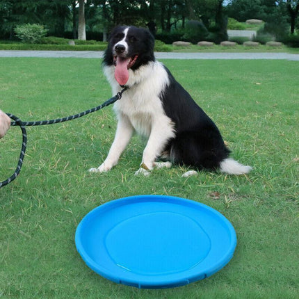Frisbee Toy for Dogs Outdoor Fetch Training Soft Rubber Pet Flying Disc 18cm - Blue.