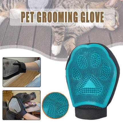 2 in 1 Pet Grooming Glove Deshedding Mitt for Cats and Dogs Hair Removal.
