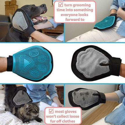 2 in 1 Pet Grooming Glove Deshedding Mitt for Cats and Dogs Hair Removal.