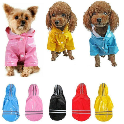 M Size Outdoor Hoodies Jacket Waterproof Pet Dog Clothes Puppy Raincoat Rain Coat - Blue.