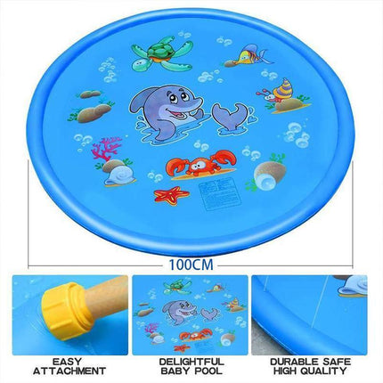 100cm Dog Splash Pad Inflatable Pet Sprinkler Mat PVC Water Play Toy for Outdoors.