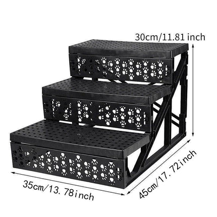 3 Steps Pet Stairs with Soft Cover for Small Dogs and Cats Portable Climbing Ramp.