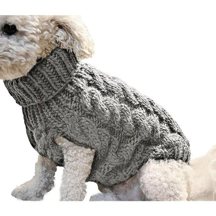 Puppy Dog Jumper Winter Warm Knitted Sweater Pet Clothes Small Dogs Coat Thermal S Size - Grey.
