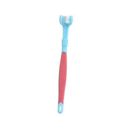 Three Sided Dog Toothbrush Pet Cat Teeth Cleaning Tool Oral Mouth Care Soft Bristle - Dark Green.