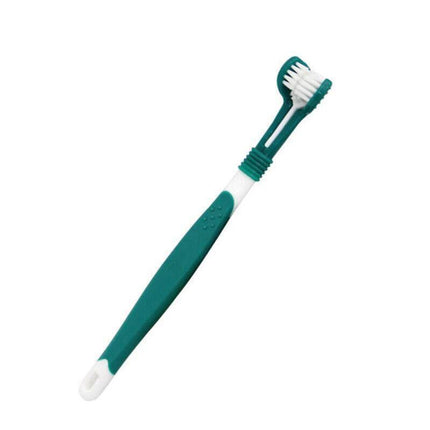 Three Sided Dog Toothbrush Pet Cat Teeth Cleaning Tool Oral Mouth Care Soft Bristle - Orange.