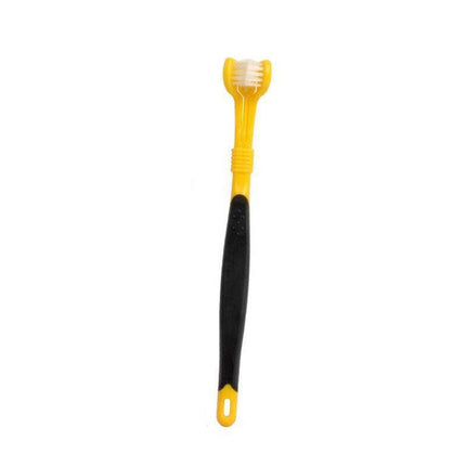 Three Sided Dog Toothbrush Pet Cat Teeth Cleaning Tool Oral Mouth Care Soft Bristle - Orange.