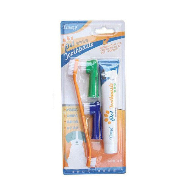 Pet Dog Teeth Cleaning Toothpaste with Toothbrush and Backup Brush Vanilla Flavoured.