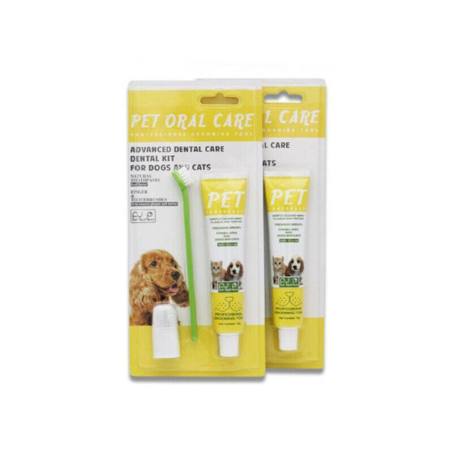 Pet Dog Cat Toothpaste and Toothbrush Set Beef Flavor.