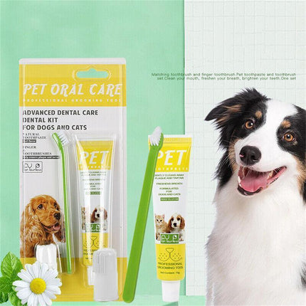 Pet Dog Cat Toothpaste and Toothbrush Set Beef Flavor.