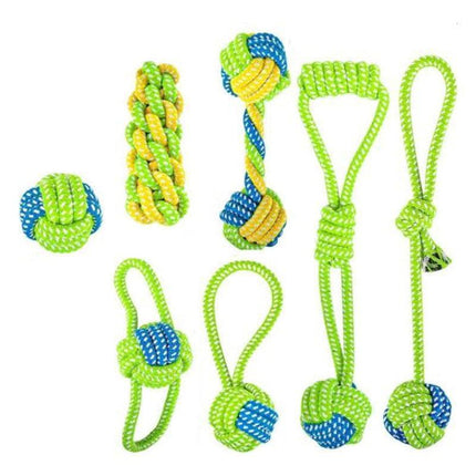 7PCS Dog Rope Chew Toys Set Cotton Knot Balls Puppy Teething Tug Training Toy.