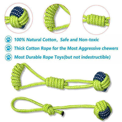 7PCS Dog Rope Chew Toys Set Cotton Knot Balls Puppy Teething Tug Training Toy.