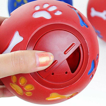 11cm Dog Pet Fun Tough-Treat Ball Tumbler Mental Food Dispenser Feeder Puzzle Toy - Blue.