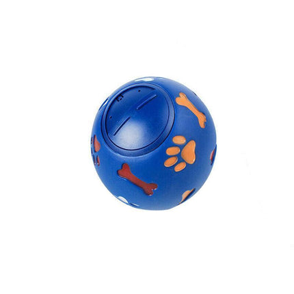 11cm Dog Pet Fun Tough-Treat Ball Tumbler Mental Food Dispenser Feeder Puzzle Toy - Blue.