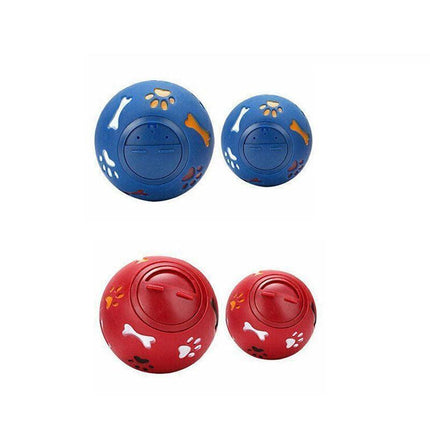 11cm Dog Pet Fun Tough-Treat Ball Tumbler Mental Food Dispenser Feeder Puzzle Toy - Red.