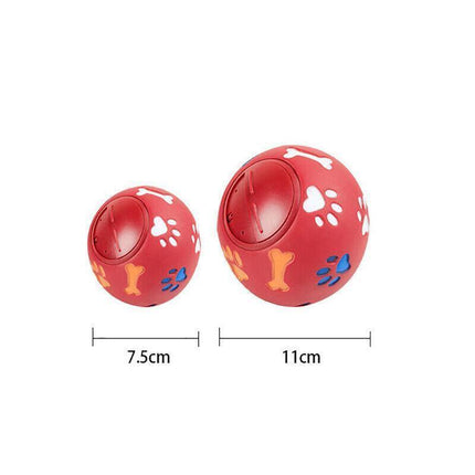 11cm Dog Pet Fun Tough-Treat Ball Tumbler Mental Food Dispenser Feeder Puzzle Toy - Red.