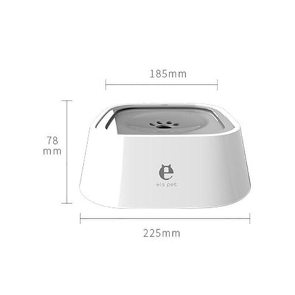 1.5L Pet Water Bowl No-Spill Design Slow Drinking Feeder with Non-Slip Base - White.