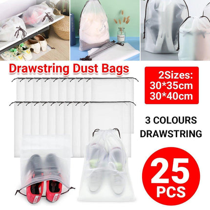 25PCS Portable Travel Shoe Bags Sport Storage Pouch Drawstring Dust Organizer - Brown-30*40cm.