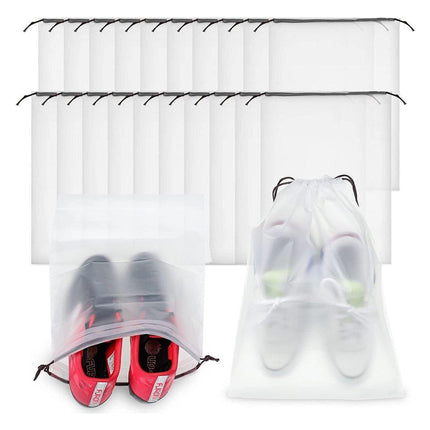25PCS Portable Travel Shoe Bags Sport Storage Pouch Drawstring Dust Organizer - White-30*40cm.