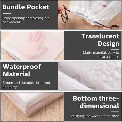 25PCS Portable Travel Shoe Bags Sport Storage Pouch Drawstring Dust Organizer - White-30*40cm.