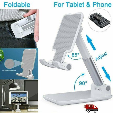 Foldable Adjustable Universal Desk Stand Holder For Mobile Phone Tablet Portable - Green.