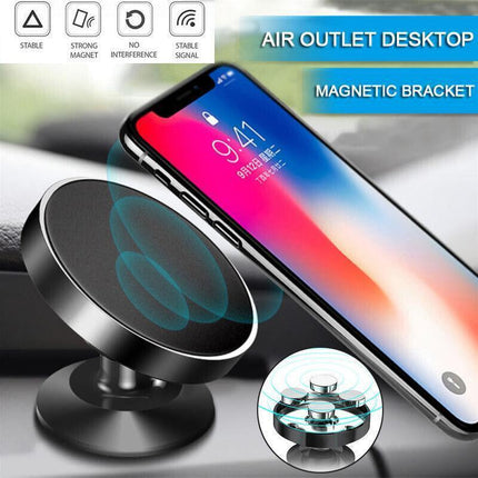360-Degree Car Phone Holder Dashboard Mount Stand Cradle for Flat Surface - Black.