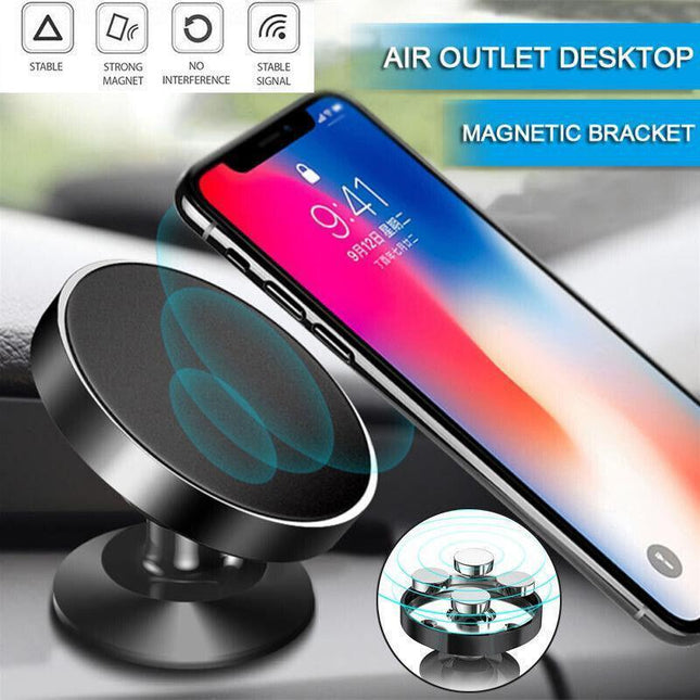 360-Degree Car Phone Holder Dashboard Mount Stand Cradle for Flat Surface - Gold.